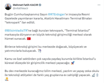 Atatürk Havalimanı terminal binaları 'teknopark' ilan edildi