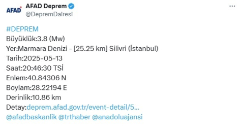 İstanbul- İstanbul'da 3.8 büyüklüğünde deprem / Ek görüntüyle