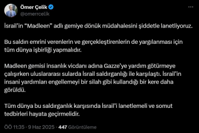 AK Parti Sözcüsü Çelik: İsrail'in 'Madleen'e müdahalesini şiddetle lanetliyoruz