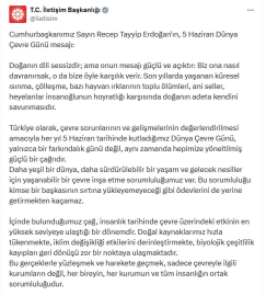 Cumhurbaşkanı Erdoğan: Gelecek nesiller için yaşanabilir bir çevre inşa etme sorumluluğumuz var