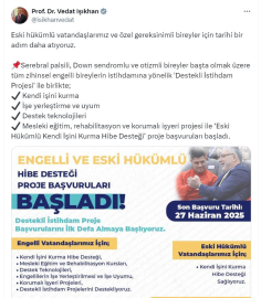 Bakanlıktan, engelli ve eski hükümlülere hibe desteği