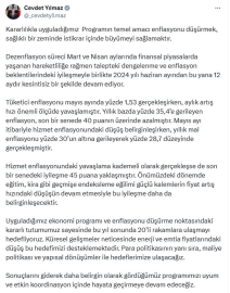 Cevdet Yılmaz: Dezenflasyon süreci, 12 aydır kesintisiz devam ediyor