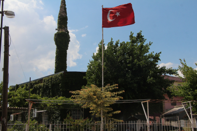 Sarmaşıklarla kaplı 'yeşil cami' bayrama hazır