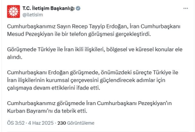 Cumhurbaşkanı Erdoğan, İran Cumhurbaşkanı Pezeşkiyan ile görüştü