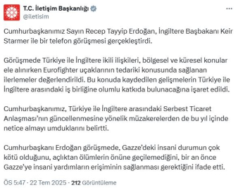 Cumhurbaşkanı Erdoğan, İngiltere Başbakanı Starmer ile telefonla görüştü