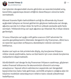 Cevdet Yılmaz: Cari dengedeki olumlu görünüm, dezenflasyona katkı veriyor
