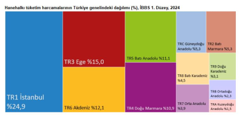 TÜİK: Hanehalkı tüketim harcamalarının yüzde 24,9'u İstanbul'da gerçekleşti