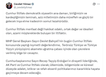 Cevdet Yılmaz: Cumhur İttifakı menfaat değil hakikat odaklı bir ittifaktır