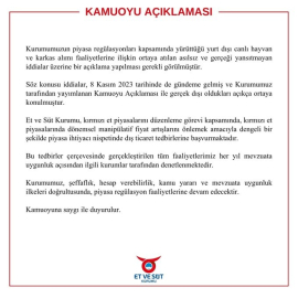 Et ve Süt Kurumu: Tüm faaliyetlerimiz her yıl denetlenmektedir