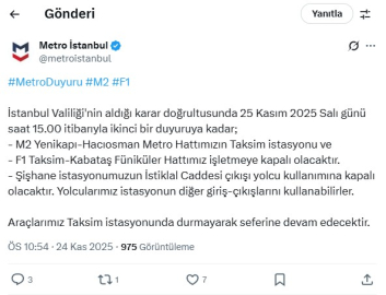 İstanbul - Taksim'deki metro istasyonları geçici süreyle kapatılacak
